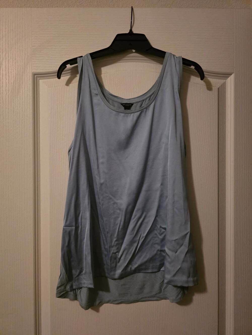 Ann Taylor Light Blue Sleeveless Scoop Neck High-Low Tank Top Large